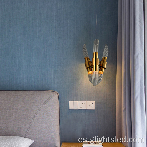 Lámpara colgante LED de oro de vidrio para dormitorio decorativo interior